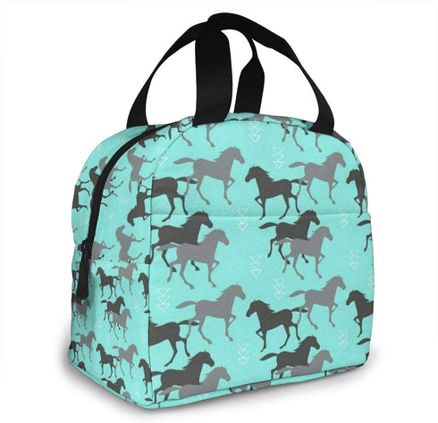 antspuent Wild Horses Lunch Bag for Women Girls Kids Insulated Picnic Pouch Thermal Cooler Tote Bento Large Meal Prep Cute Bag Big Leakproof Soft Bags for Lunch Box, Camping, Travel, Fishing