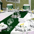 Aneco 12 Pack Satin Table Runner 12 x 108 Inch Forest Green Long Wedding Satin Silk Table Runner for Wedding Banquet Graduations Birthday Party Decoration