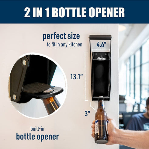 Mckay 16 oz. Metal Can Crusher, Heavy-Duty Wall-Mounted Smasher for Aluminum Seltzer, Soda, Beer Cans and Bottles for Recycling, Gadgets for Home - Black