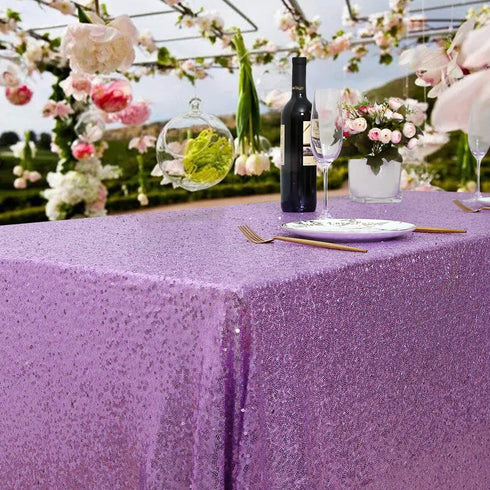 B-COOL Lavender Sequin Tablecloth Lilac Wedding Party Sequin Tablecloth Classy and Elegant Tablecloth for Romantic Event or Banquet 60x102 Inch