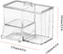 LENNXIER Round Cotton Pads Holder Cotton Balls Swab Holder Container with Lid 4-Grid Q-tip and Cotton Ball Holder Makeup Pad Box Cosmetic Storage Case,Acrylic Crystal Clear