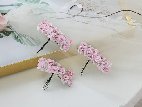 AngelUU Artificial Flowers Mini Fake Rose Flower Heads with Stems for Wedding Home Party DIY Decoration 144pcs(Pink)
