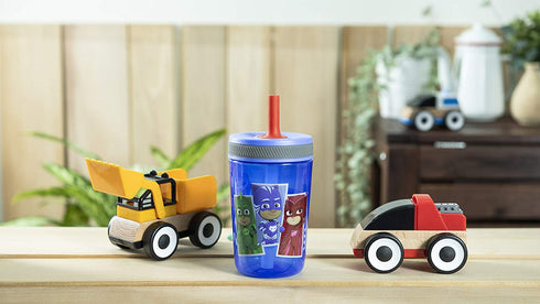 Zak Designs Kelso Tumbler 2pc Set, Leak-Proof Screw-On Lid with Straw Made of Durable Plastic and Silicone, Perfect Bundle for Kids, 15 oz, PJ Masks Catboy Owlette Gekko