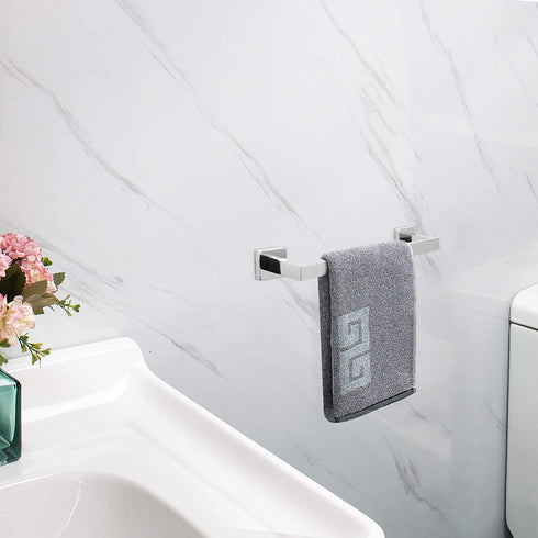 NearMoon Bathroom Towel Bar, Bath Accessories Premium Thicken Stainless Steel Square Shower Towel Rack for Bathroom, Towel Holder Wall Mounted (Chrome Finish, 12 Inch)