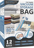 12 Pack Vacuum Storage Bags, Space Saver Bags (2 Jumbo/2 Large/2 Medium/2 Small/4 Roll) Compression Storage Bags for Comforters and Blankets, Vacuum Sealer Bags for Clothes Storage, Hand Pump Included