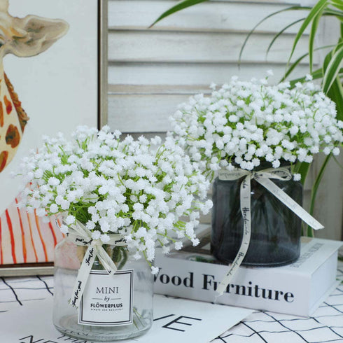 20 pcs 60 Branches White Babys Breath Flowers Bouquests Artificial Fake Gypsophila for Wedding Bridal Bouquet Garland DIY Floral Arrangement Wreath Home Office Table D©cor Centerpiece Real Touch