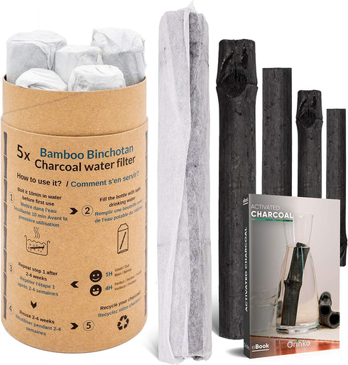 orinko 5 Charcoal Sticks for Water Purification - Bamboo Charcoal Water Filter Sticks Filters up to 2L