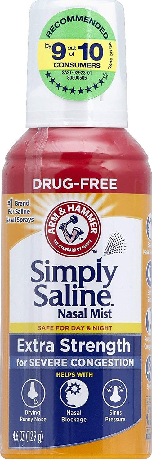 Simply Saline Adult Nasal Mist, Allergy & Sinus Relief, Extra Strength, 4.25 Fl Oz,Multi Color