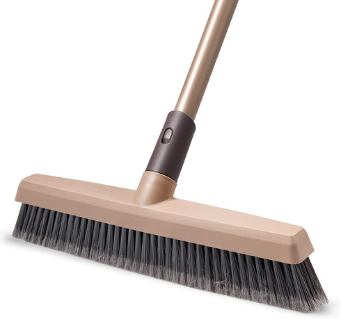 Eyliden Push Broom 12.6" Wide Multi-Surface Heavy Duty Angle Broom, 48" Long Handle, Stiff Bristle Broom Brush for Cleaning Patio Garage Deck Concrete Wood Stone Tile Indoor Outdoor Rough Floor