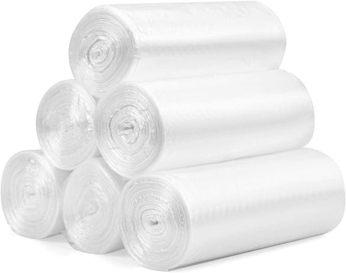 Tebery 8 Gallon Clear Medium Garbage Bags Plastic Trash Bags Wastebasket Bin Liners for Bathroom Bedroom Office Trash Can, 300 Counts/6 Rolls
