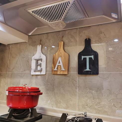 HoreZer ETA Sign Wall-Decor, Rustic Cutout EAT Letter Sign Wood Decorative Hanging Board for Kitchen/Home,EAT Sign Decorative Hanging Wooden Letters, Country Wall Art (3 Pieces)