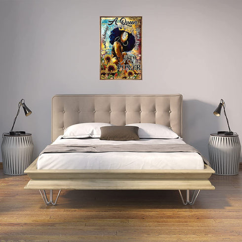 African American Wall Art Black Queen Poster African Women Portrait Poster Sunflower Black Queen Women Print Paintings Abstract Black Women Posters for Bedroom Decor 16x24 Inch Unframed