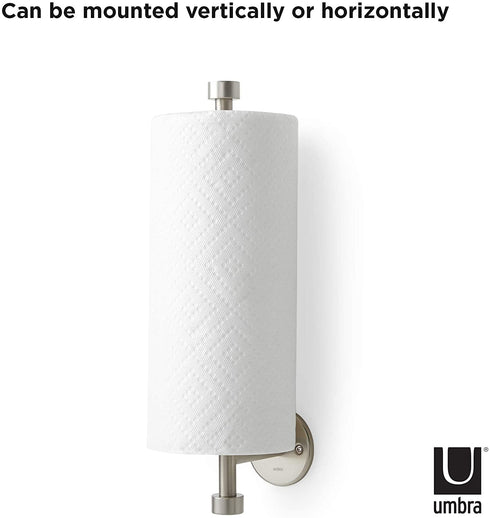 Umbra - 1009237-410 Cappa Paper Towel Holder Modern Under Cabinet or Wall Mount Dispenser (Horizontal or Vertical), 14"L x 4"W x 2.6"H, Nickel