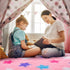 RUGICI Pink Round Rug for Girls Bedroom, Fluffy Circle Rugs for Kids Room, Fuzzy Shaggy Area Rug, Furry Star Play Mat for Princess Tent, Nursery Rug for Baby Teen Girls Room Decor, 4 ft