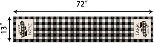 Sambosk Farmhouse Cow Truck Table Runner, Buffalo Check Table Runners for Kitchen Dining Coffee or Indoor and Outdoor Home Parties Decor 13 x 72 Inches