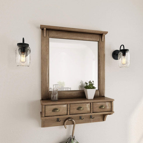 LNC Wall Sconce Mason Jar Lights Farmhouse and Rustic with Oil Rubbed Bronze for Hallway Bathroom, (7.1?L×4.7?W×8.7?H), A02979