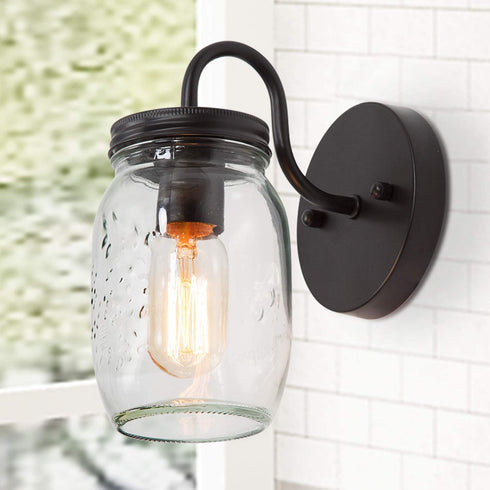LNC Wall Sconce Mason Jar Lights Farmhouse and Rustic with Oil Rubbed Bronze for Hallway Bathroom, (7.1?L×4.7?W×8.7?H), A02979