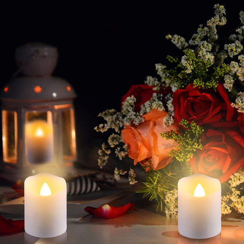 MIXALY 6 Pack 1.8?H Rechargeable LED Votive Tea Lights with Remote Timer - More Realistic Flickering Halloween Tealight Candles Warm White - Ideal for Daily/Party/Holiday Decor
