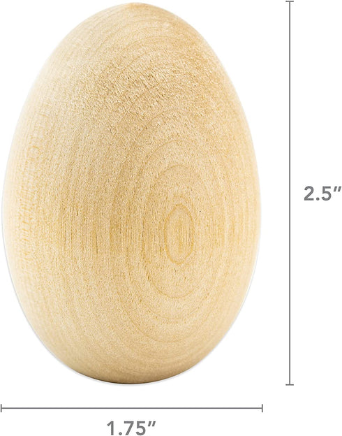 Hygloss Products Wooden Eggs - Unpainted Natural Wood Eggs Great For Easter Crafts - 1-3/4 x 2-1/2 Inches, 12 Pack
