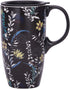 TZSSP Coffee Ceramic Mug Porcelain Latte Tea Cup With Lid 17oz. Black