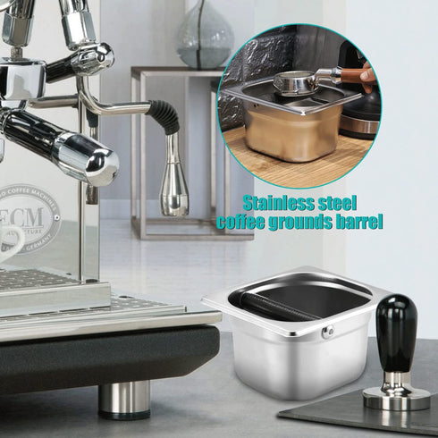Coffee Knock Box, Stainless Steel Coffee Knock Box,spresso Knock Box Stainless Steel,tainless Steel Espresso Knock Box with Rubber Bar for Storing Underneath Most Espresso Machines