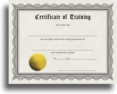 Certificate of Training Certificate Paper with Embossed Gold Foil Seals - 30 Pack - Parchment Award Certificates for Students, Teachers, Employees - 8.5" x 11" Inkjet/Laser Printable