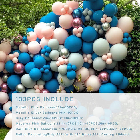 Nalwort Retro Green Balloon Kit 136PCS 18In 12In 10In 5In Metallic Gold Green Balloon Arch Garland For Baby Shower, Engagement,Wedding,Birthday Party,Black Theme Anniversary Celebration Decoration (Dark Blue)