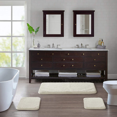 Suchtale Large Bathroom Rug Extra Soft and Absorbent Shaggy Bathroom Mat Machine Washable Microfiber Bath Mat for Bathroom Non Slip Bath Mat Bathroom Floor Mats Rubber Back (24 x 40 Ivory)
