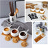 LUEUR Porcelain Condiment Jar Spice Container with Bamboo Lids, Ceramic Spoons & Wooden Serving Tray Ceramic 225ml Sugar Bowl Set of 3 For Kitchen W/Free Blackboard Adhesive Stickers 16 Labels