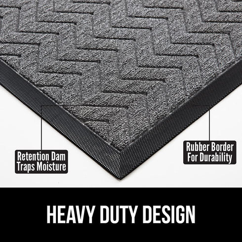Gorilla Grip Durable Natural Rubber Door Mat, Waterproof, Low Profile, Heavy Duty Welcome Doormat for Indoor and Outdoor, Easy Clean, Rug Mats for Entry, Patio, Busy Areas, 17x29, Steel Chevron