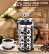 FAVIA French Press Coffee Maker 12oz Stainless Steel with Borosilicate Glass Heat Resistant 4 Level Filtration System for Brew Coffee & Tea Dishwasher Safe 350ml (12oz, Silver with Annular Pattern)
