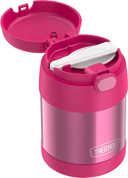 THERMOS FUNTAINER 10 Ounce Stainless Steel Vacuum Insulated Kids Food Jar with Folding Spoon, Pink