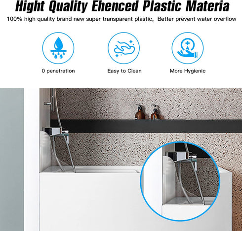 Tiga 2 Pieces Bathtub Shower Splash Guard, Bathroom Bath Tub Splash Guards with 3M Super Viscose, Perfectly Matched to Shower Curtain Weights