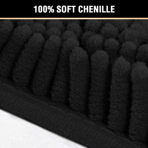 Bath Mats for Bathroom Non Slip Luxury Chenille Ultra Soft Bath Rugs 24x36 Absorbent Non Skid Shaggy Rugs Washable Dry Fast Plush Area Carpet Mats for Indoor, Bath Room, Tub - Black