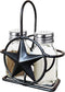Black Rustic Texas Star Salt and Pepper Holder - Country Farmhouse Iron Metal Primitive Kitchen Countertop Holders, Western Style Caddy for Shakers, Table Counter Decor (Salt & Pepper Shaker Holder)