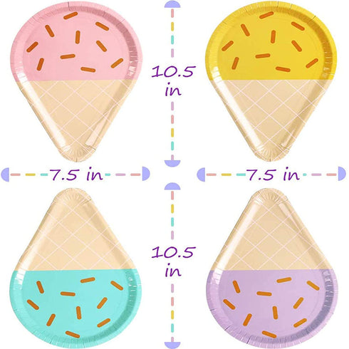 48 Pcs Ice Cream Party Plates, 10'' Disposable Paper Plates, Cute Sundae Party Supplies for Kids Boys Girls Toddlers, Birthday Baby Shower Decorations