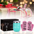 Wine Tumbler Cupcake Wine Socks Set, Ideas for Girlfriend Lover Women Girl, Not a Day Over Fabulous 12Oz Stainless Steel Tumbler, Socks, Bottle Opener, Wine Stopper, Mint