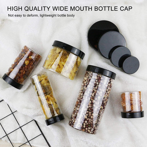 2.5 oz Durable Plastic Jars, Accguan Clear Container for Food Storage, Airtight Plastic Jars Ideal For Dry Food, Spices and Bird Feed Storage, 48 PACK