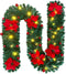IronBuddy 9ft Lighted Christmas Garland Artificial Pine Garland with 30 LEDs 6 Flowers and 30 Ball Ornaments Mantle Garland Greenery Garland for Christmas Holiday Party Wedding Home Decor (Red)