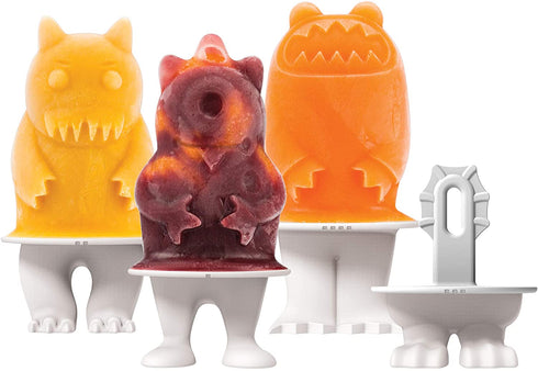 Tovolo Monsters Ice Pop Flexible Silicone Molds, 4 Monster Popsicle Characters, Dishwasher Safe - Set of 4