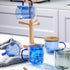 Clear&Colorful Double Walled Glass Coffee Mug with Lid (9oz), Candiicap Insulated Coffee Mug with Handle for Hot&Cold Drink, Clear Glass Cup for Latte, Cappuccino, Tea, Beer (9oz/Set of 2, Blue)