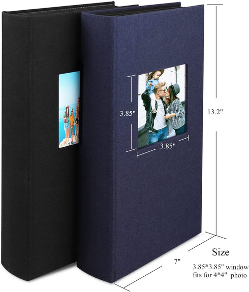 NESCL Photo Album 4x6 Photos Hold 408 Slip-in Acid-Free Black Pockets Picture Book, Linen Cover Small Photo Albums for Wedding Anniversary Family Baby Vacation Christmas Gifts (Blue)