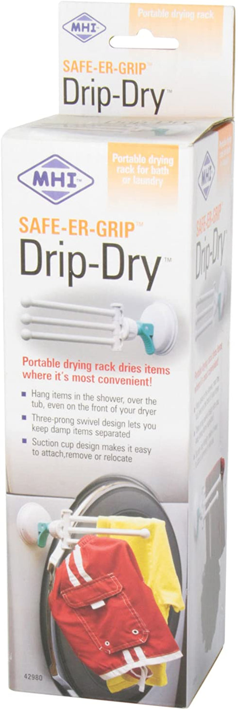Changing Lifestyles Safe-er-Grip Drip Dry Portable Drying Rack, White with 3 prongs,11.5x17 Inch (Pack of 1)