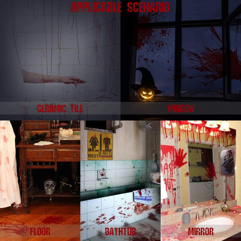 Halloween Decorations 112PCS Halloween Window Clings, 12 Sheets Bloody Handprint Footprint Skull Blood Decor Floor Clings, Spooky Window Stickers Decal for Haunted House Halloween Party Decorations