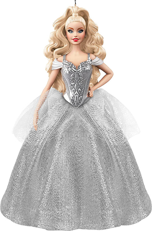 Hallmark Keepsake Christmas Ornament 2021, White Holiday Barbie Doll
