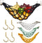 Macrame Fruit Veggies Hammock For Extra Storage Under Cabinet - 20" Boho Hanging Basket With 4 Hooks and Deep Pocket - Ideal for Kitchen decor, RV or Boat (Black)
