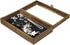 MyGift Tabletop Keepsake Display Box, Rustic Burnt Wood Shadow Box Jewelry Organizer Case with Clear Acrylic Lid, and Metal LAT