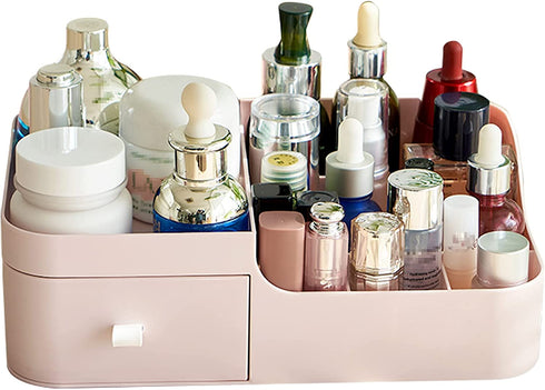 Abiudeng Makeup Organizer for Cosmetic,Small Makeup Organizer with Drawers,Skincare Organizer,Bathroom Organizer for Lipsticks,Jewelry,Nail Care,Skincare,Eyeshadows-Small Pink