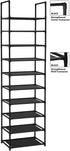 FIDUCIAL HOME 10 Tiers Shoe Rack 20-25 Pairs Sturdy Shoe Shelf