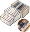 3PCS Washable Wardrobe Clothes Organizer - 6&7&9 Grids, Foldable Visible Grid Storage Box with Multiple Layers, Storage Containers for Scarves, Leggings (3PCS, Grey)